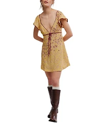 Free People Women's Backroads Floral Print V-Neck Mini Dress