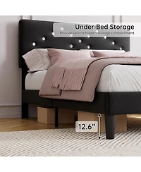 gaomon Upholstered Wooden Bed Frame with Headboard and Crystal Diamond Tufting, Easy Assembly Platform Bed