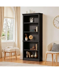 Yigii 5-Shelf Wood Bookshelf for Library, Bedroom, Living Room