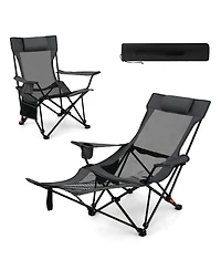 Mecale Reclining Camping Chair with Removable Footrest and Adjustable Backrest, Portable
