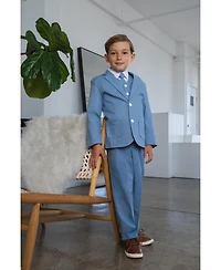 Peanut Butter Collection Little Boys Joey Safari Linen 5-Piece Shirt, Tie, Jacket, Vest and Pants Suit Set