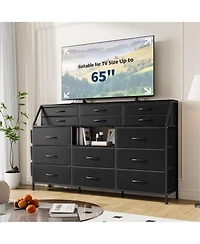 gaomon Drawer Fabric Dresser for Bedroom, Large Dresser with 2 Shelves & Wood Top, Dressers & Chests of Drawers