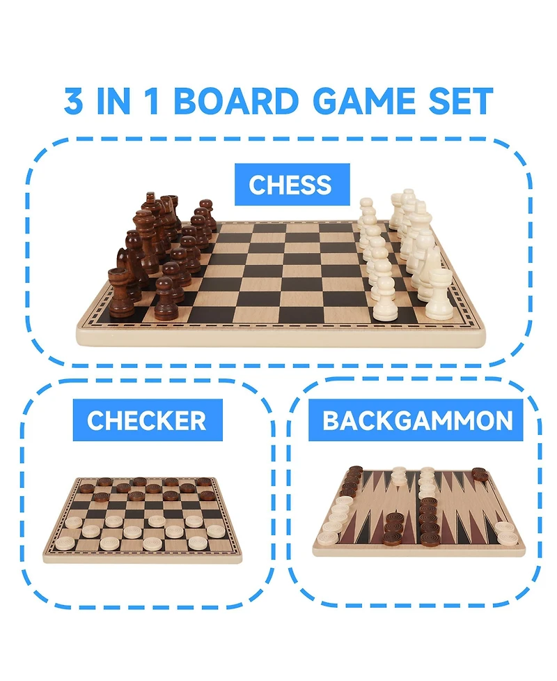 Gse Games & Sports Expert Premium 3-in-1 Carbon Fiber Folding Chess, Checkers & Backgammon Set by Gse