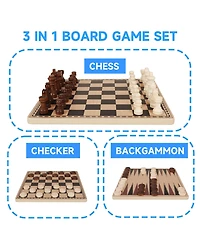 Gse Games & Sports Expert Premium 3-in-1 Carbon Fiber Folding Chess, Checkers & Backgammon Set by Gse