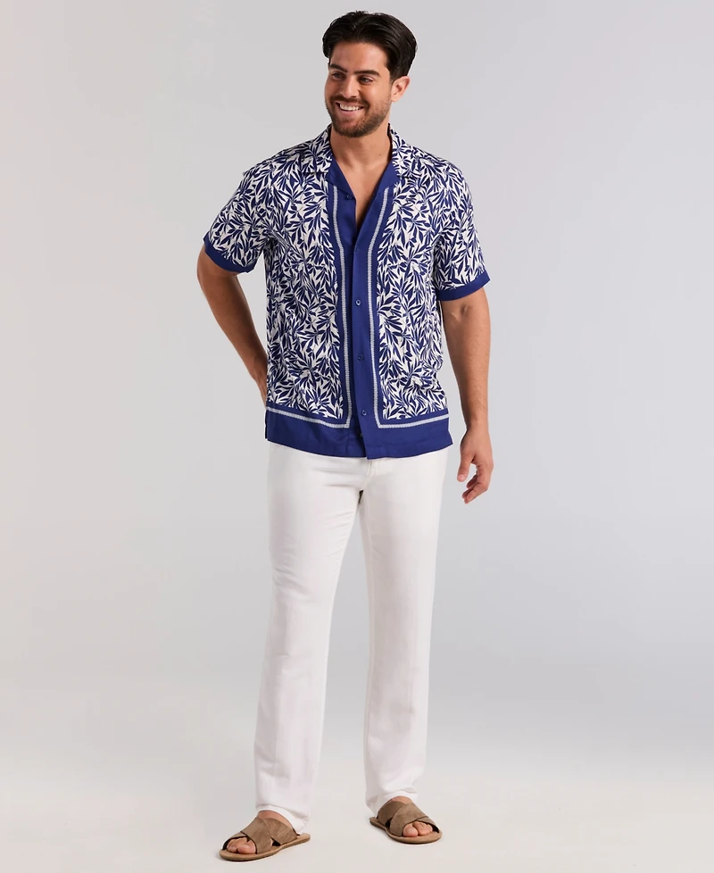 Cubavera Men's Twill Leaf Print Shirt