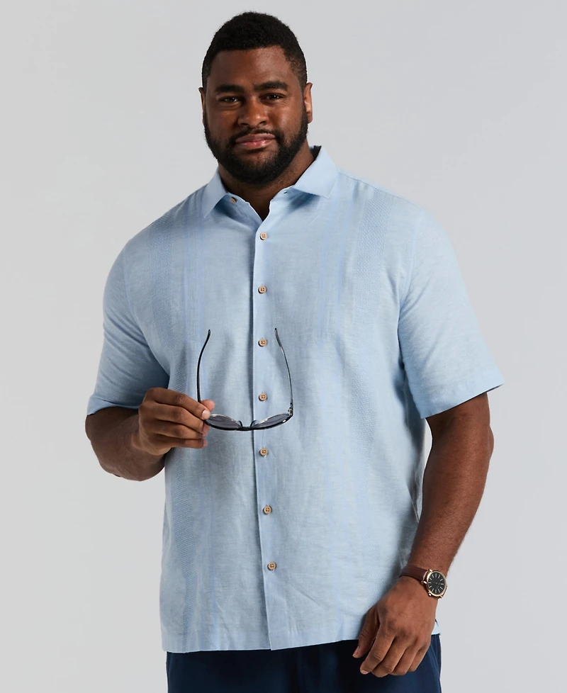 Cubavera Men's Big & Tall Short-Sleeve Panel Shirt