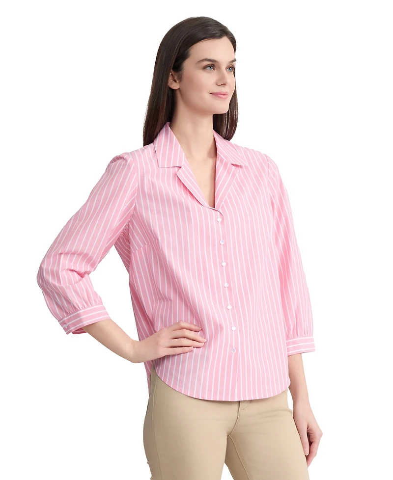 Jones New York Petite Button Front Collared Top