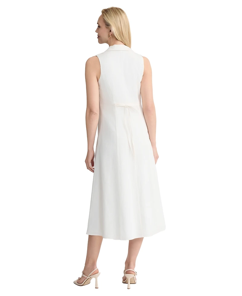 Jones New York Petite Sleeveless Collared Maxi Shirt Dress
