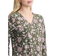 Jones New York Petite Long-Sleeve Henley Neck Top