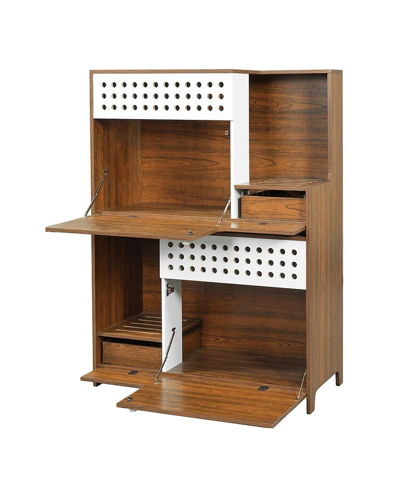 Aostirmotor Modern 2-in-1 Cat Furniture: Litter Box Cabinet & Cat House Side Table with Storage