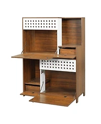 Aostirmotor Modern 2-in-1 Cat Furniture: Litter Box Cabinet & Cat House Side Table with Storage