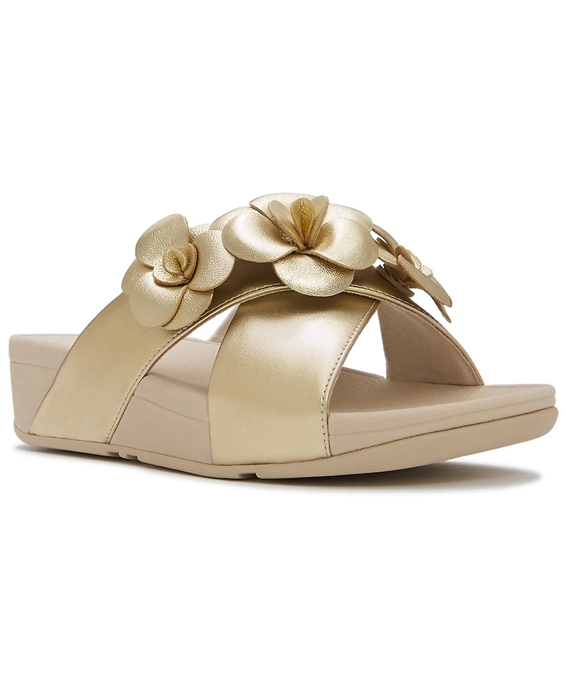 FitFlop Women's Lulu Flower Cross Slip-On Slides