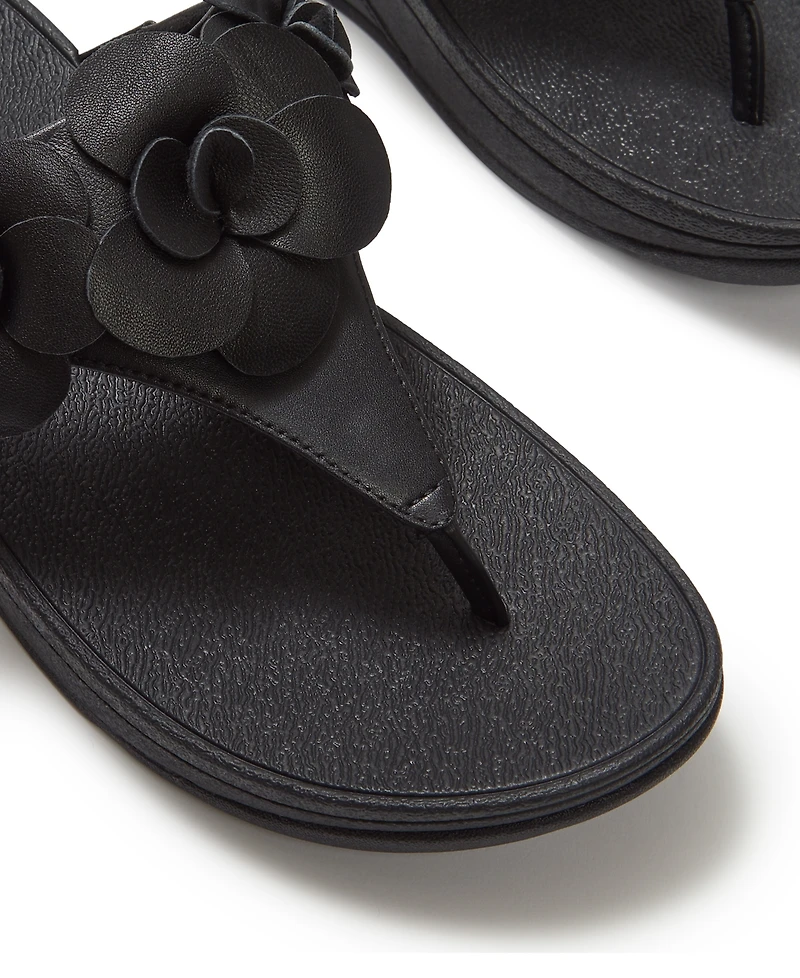 FitFlop Women's Lulu Flower Toe Post Slip-On Sandals