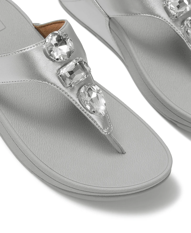 FitFlop Women's Lulu Ultra Jewel Metallic Toe Post Slip-On Sandals