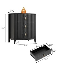 Draft - gaomon "28" wide modern 3 drawer dresser with metal handle—wood storage chest for bedroom or living room."