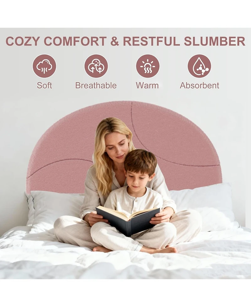 gaomon Bed Frame with Upholstered Round Teddy Boucle Headboard (Arch Design