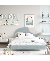 gaomon Bed Frame with Upholstered Round Teddy Boucle Headboard (Arch Design