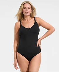 Lands' End Women's V-Neck High Leg Strappy Back One Piece