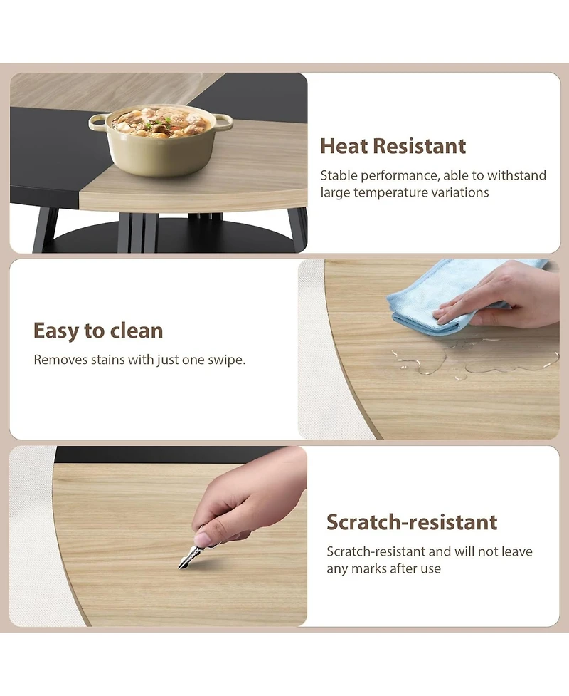 gaomon Round Dining Table for 4-6, 47.2" Farmhouse Kitchen with Storage, Circle Dinner Tables Kitchen, Room, Living Room