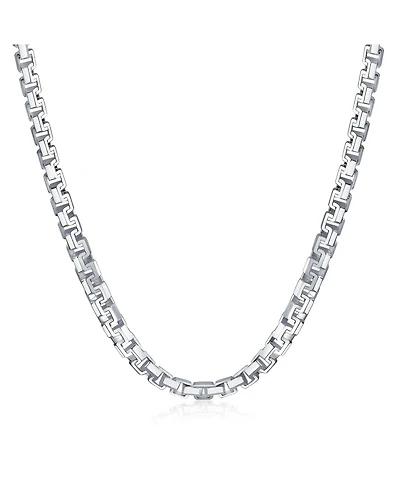 Bling Jewelry Heavy Solid 7MM Fancy Franco Square Chain Necklace Greek-Key Design Sterling Silver 20 Inch