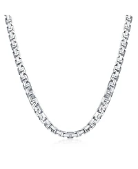 Bling Jewelry Heavy Solid 7MM Fancy Franco Square Chain Necklace Greek-Key Design Sterling Silver 20 Inch