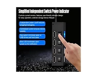 Risokeys 4-Port Usb 2.0 Hub with Independent Switches, Portable Usb Splitter for Desktop & Laptop, Ideal for Gamers, Office