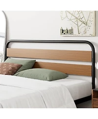gaomon Platform Bed Frame with Wood Headboard, Heavy Duty Metal Slat Support, Noise Free Design Mattress Fation, Easy Installation, Light