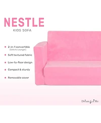 Dream On Me Toddler Nestle Sofa, 2-in-1 Convertible Sofa to Lounger, Low to Floor Design, Machine Washable Fabric Cover