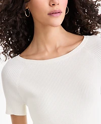 I.n.c. International Concepts Women's Short-Sleeve Rib Knit Sweater
