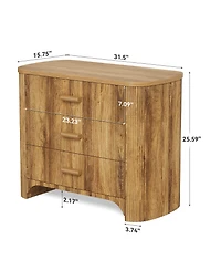 Tribesigns Oversized Nightstand with 3 Drawers, Mid Century Modern Large Wide Bedside Table for Bedroom, Big Night Stand with Fluted Striped Panel