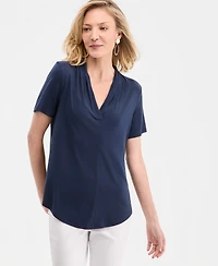 Jm Collection Women's Solid Short-Sleeve V-Neck Knit Top, Macy's Exclusive