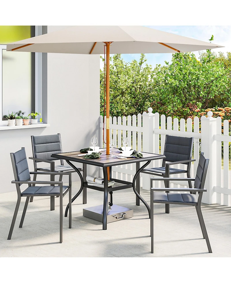 Outsunny Outdoor Dining Table, 37inches Square Patio Table with Umbrella Hole