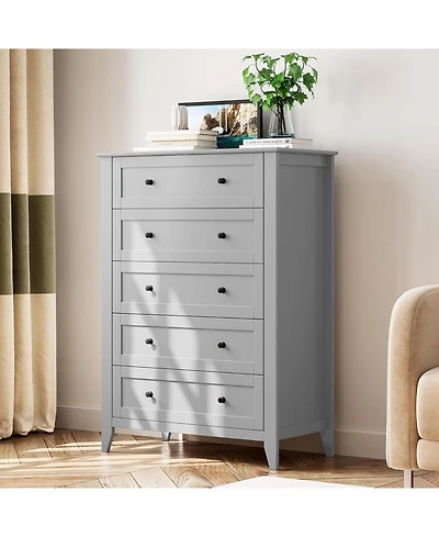 Gaomon Modern Bedroom Dresser, Tall Wood Chest with Deep Drawers & Metal Knobs
