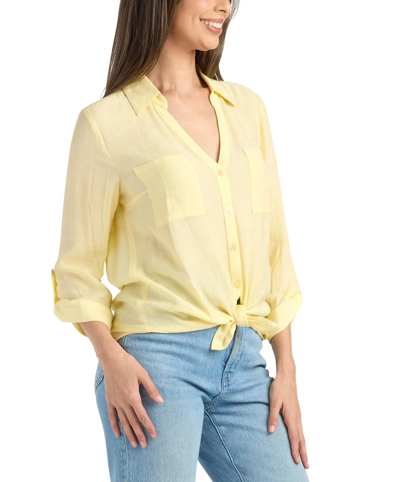 Bcx Women's Button-Up Collared Shirt