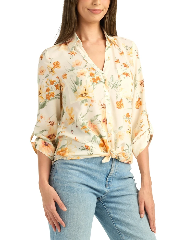 Bcx Women's Printed Button-Up Shirt