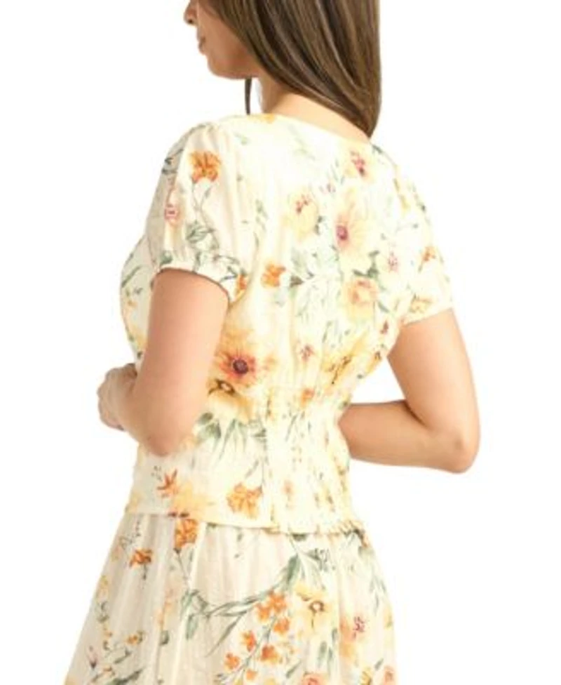 Bcx Womens Textured V Neck Top Skirt Set