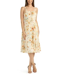 Bcx Women's Printed Sweetheart Neck Midi Dress
