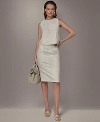 Donna Karan New York Womens Side Slit Crop Top Pencil Skirt