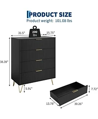 Gaomon Fluted 4-Drawer Dresser for Bedroom, 32" Wide Modern Minimalist Chest of Wooden Drawers,Wide Clothes Storage Organizer