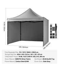 Mecale 10 x 10 ft Pop-Up Canopy with Removable Sidewalls, Portable Instant Gazebo with Wheeled Bag, Uv Resistant Waterproof
