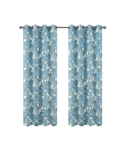 Olivia Gray 100% Polyester 200 Gsm Blossom Printed Blackout Grommet Curtain Panel 54" x 84
