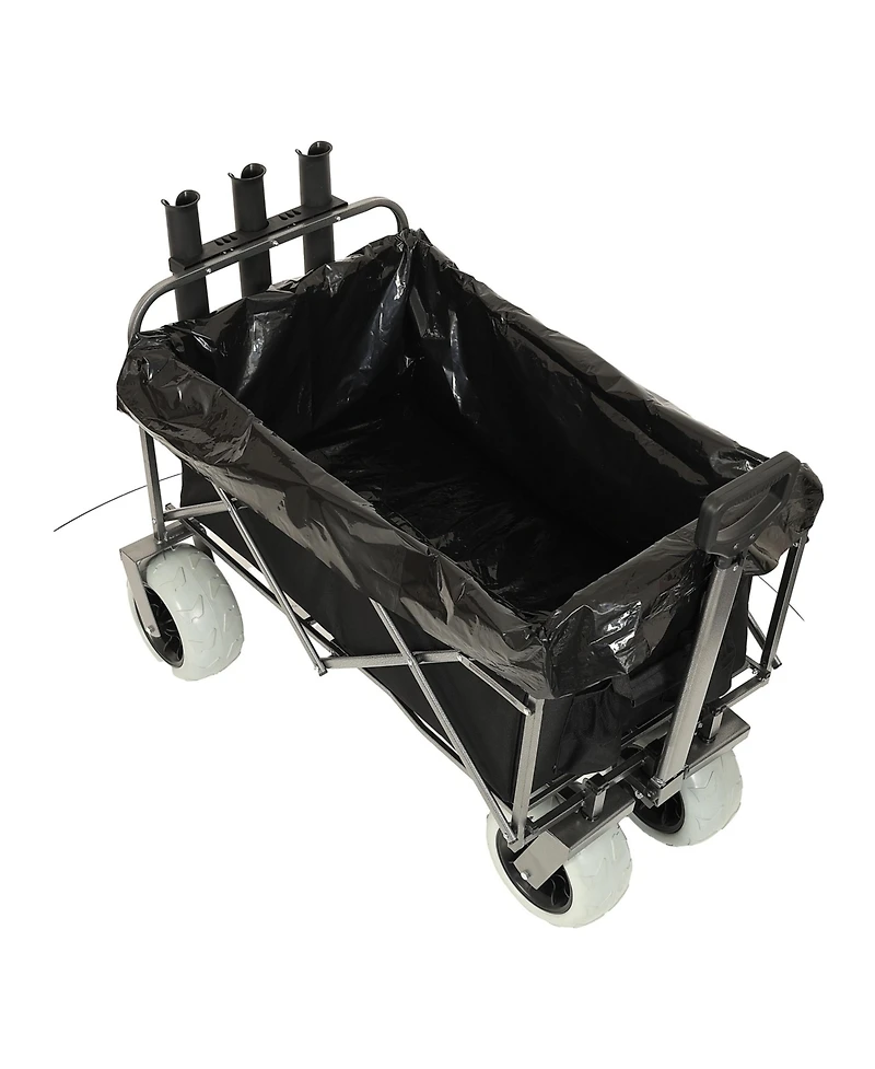 Mondawe Foldable Steel Storage Wagon Utility Carts Waterproof Fishing Cart with Rod Holders