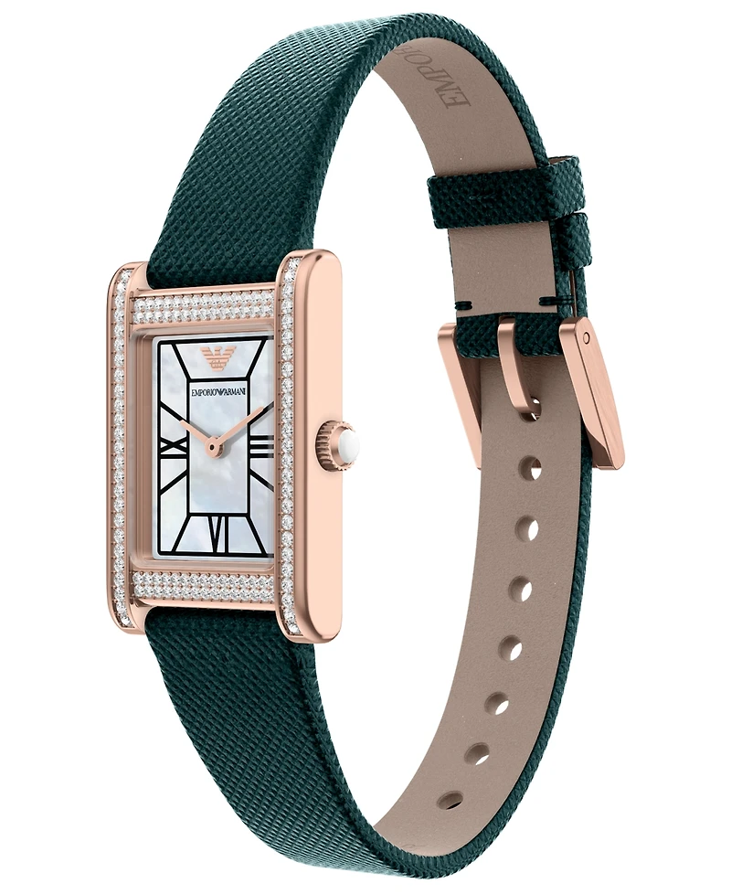 Emporio Armani Women's Quartz Two-Hand Green Leather Watch, 32mm