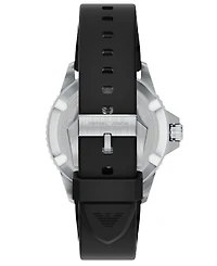 Emporio Armani Men's World Explorer Solar Three Hand Black Silicone Watch, 42mm