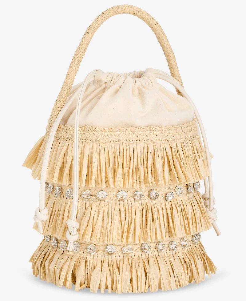 I.n.c. International Concepts Fringe And Crystal Mini Bucket Bag, Macy's Exclusive