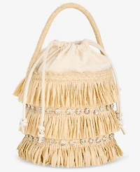 I.n.c. International Concepts Fringe And Crystal Mini Bucket Bag, Macy's Exclusive