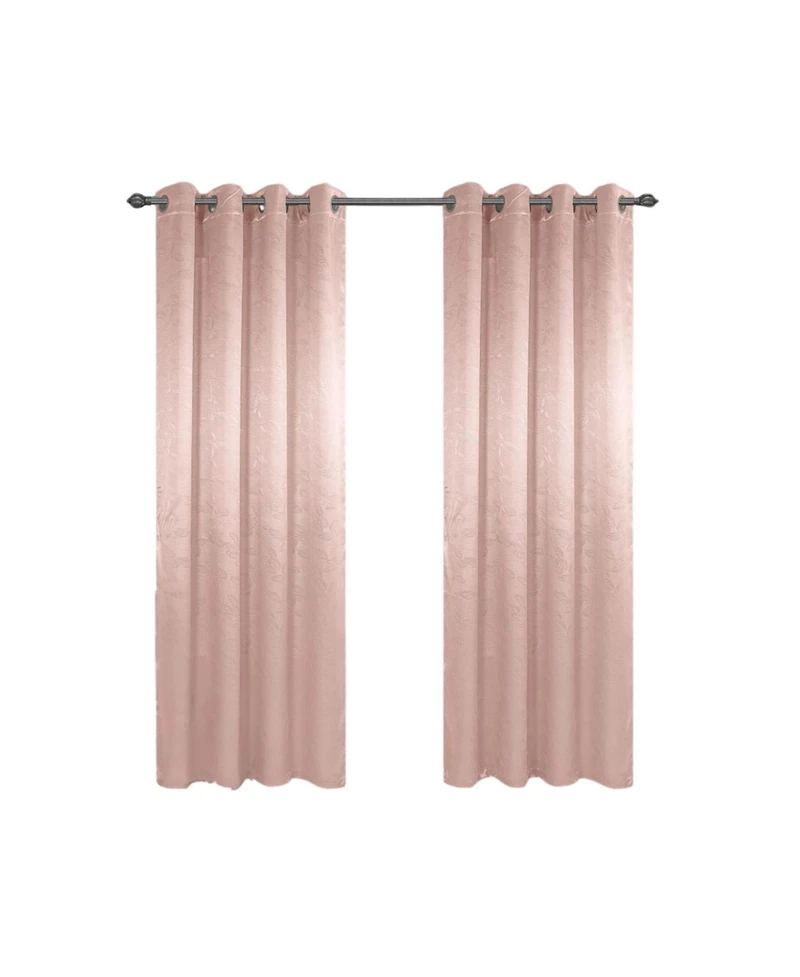 Olivia Gray 100% Polyester 200 Gsm Arlo Embossed Blackout Grommet Curtain Panel Blush