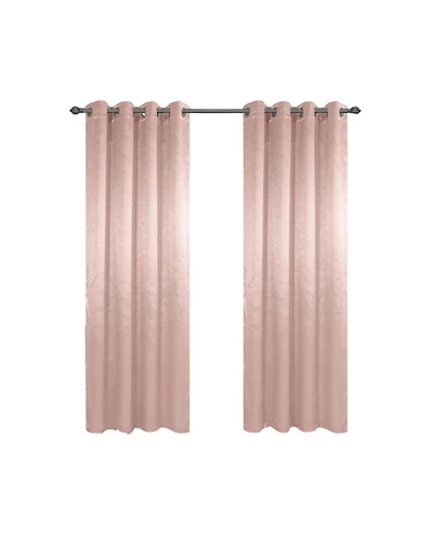 Olivia Gray 100% Polyester 200 Gsm Arlo Embossed Blackout Grommet Curtain Panel Blush
