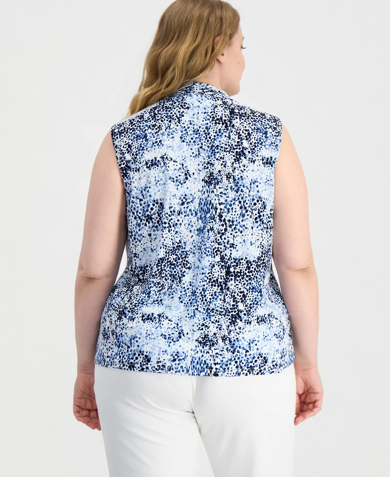 Anne Klein Plus Triple-Pleat V-Neck Sleeveless Top