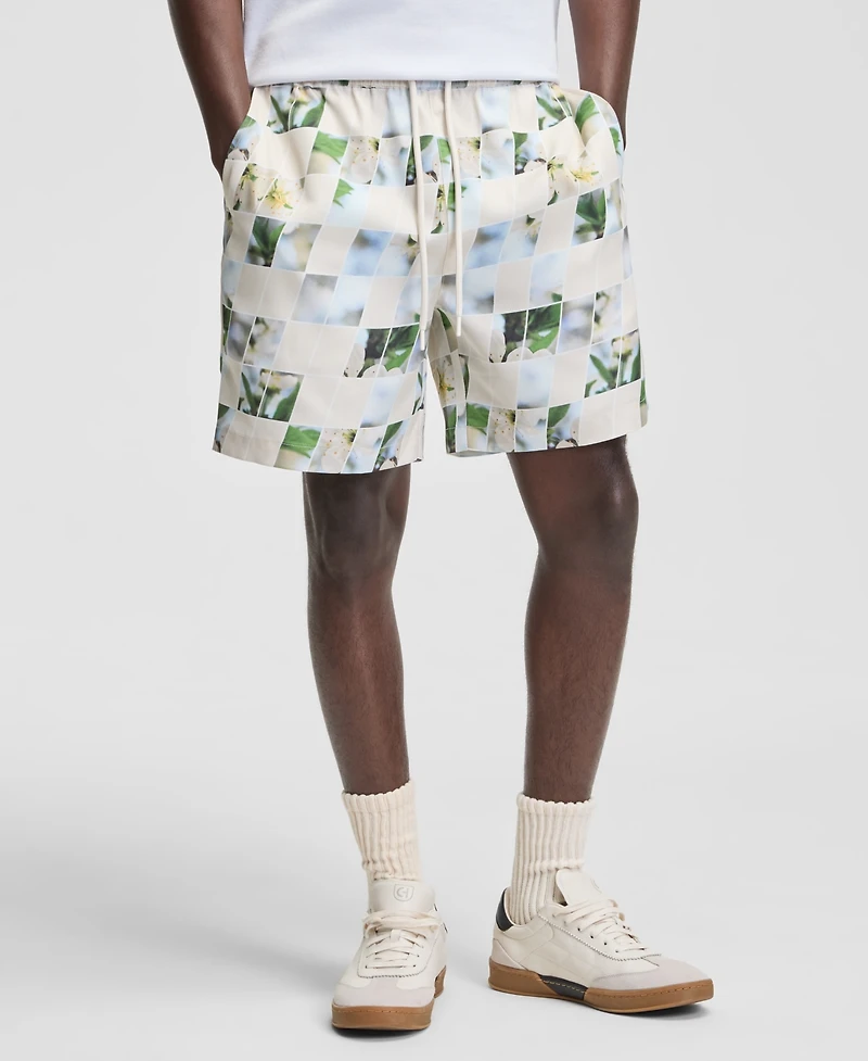 Mode of One Men's Floral Blocks 6-1/2" Pull-On Shorts, Macy's Exclusive